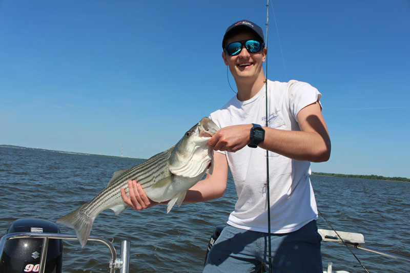 parker caught a nice rockfish while chumming