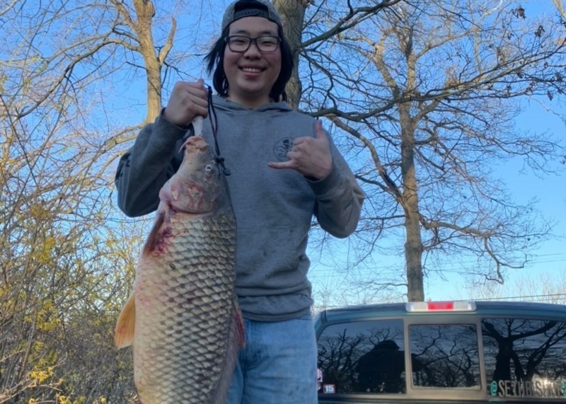 carp caught in the river