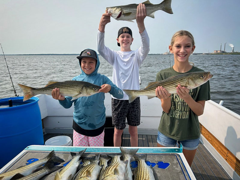 catching stripers on a chesapeake bay charter