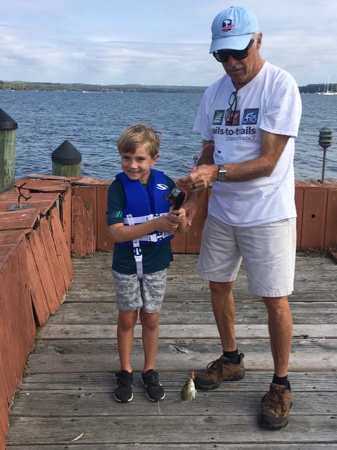 white perch on the line