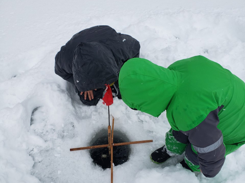 ice fishing with tip ups