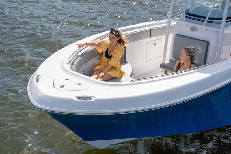 in the bow of the aquasport 2500 center console fishing boat