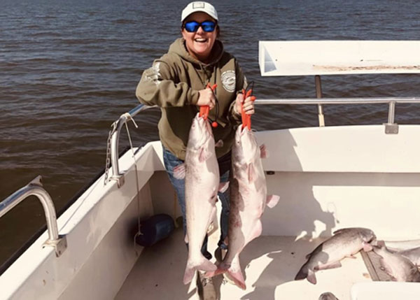 blue catfish ont he boat