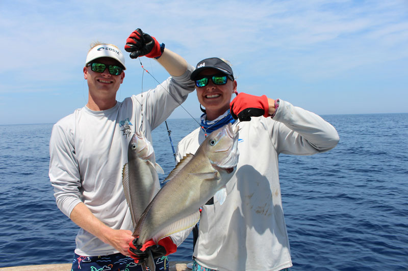 anglers holding blueline tilefish