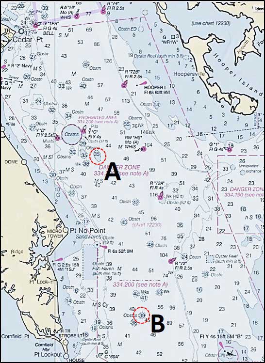 obstruction chart for chesapeake bay near cedar point