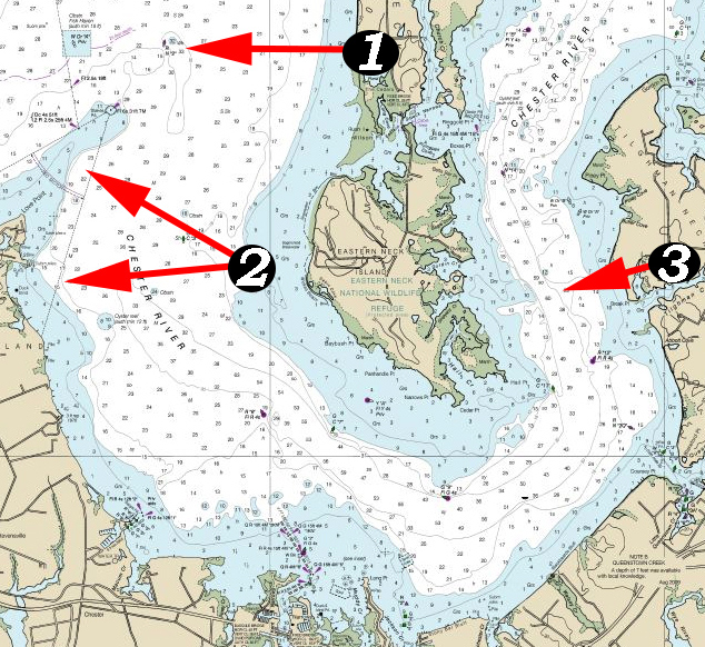 fishing chart of the chester river off chesapeake bay