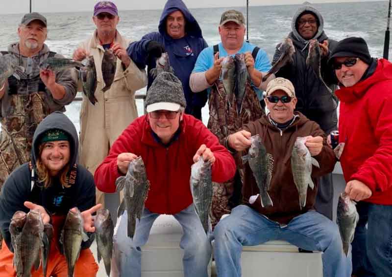 anglers with sea bass