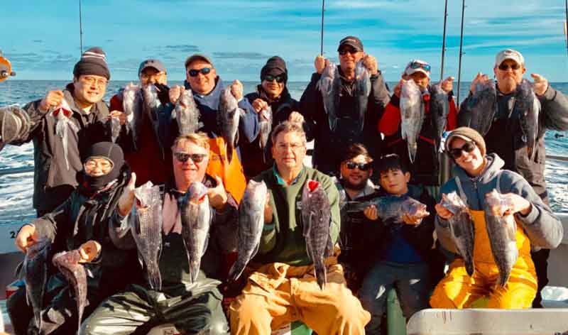 anglers with sea bass