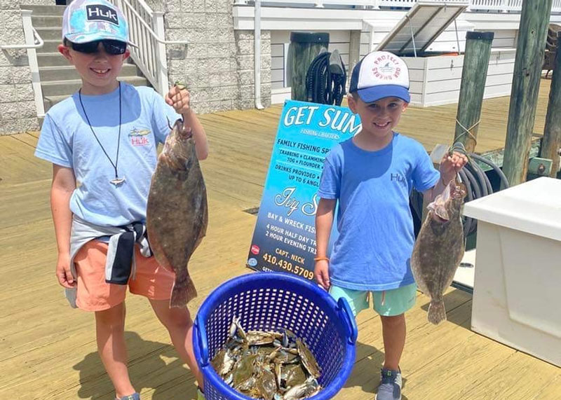 flounder and crabs