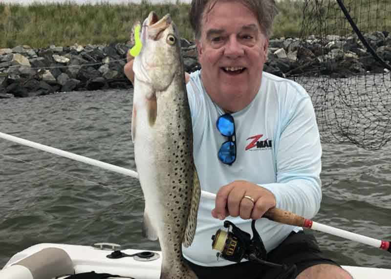 speckled sea trout in the boat