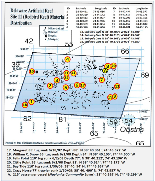 wreck sites in delaware for fishing