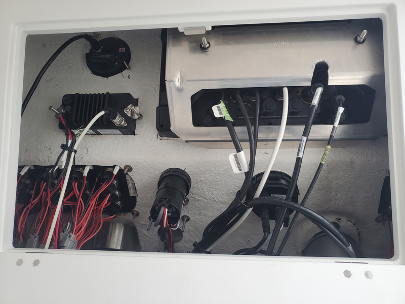 boat electronics behind the helm