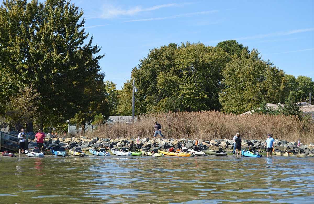 lots of fishing kayaks