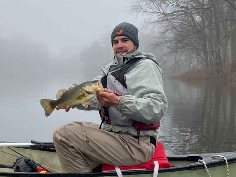 bass fisherman in a kayak