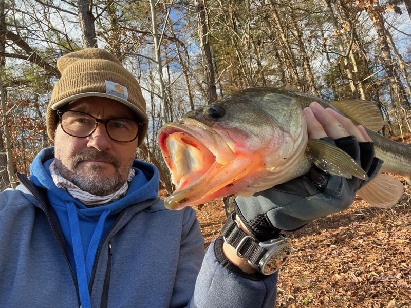 bass caught in a pond