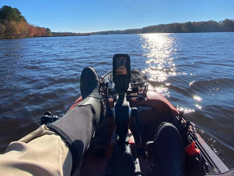 kayak fishing in a lake