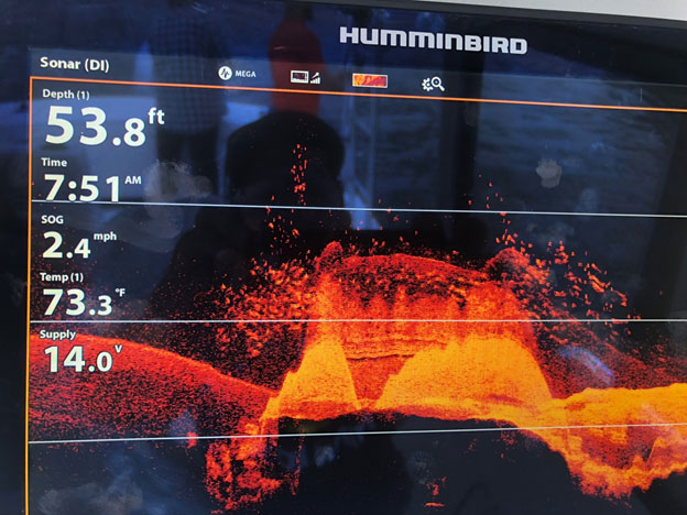 fishfinder screen of a humminbird