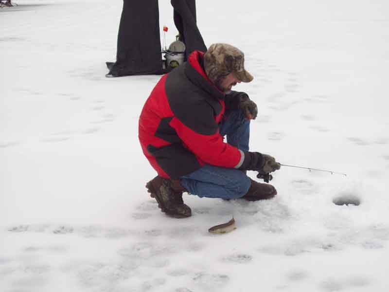 ice fishing for rainbow trout