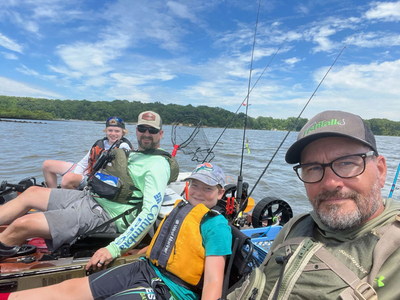 anglers on fishing kayaks