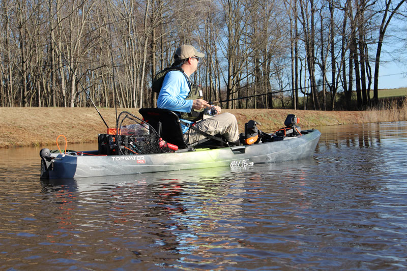 fishing from a Old Town fishing kayak