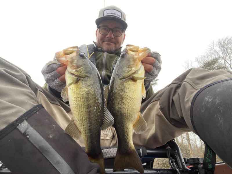 catching bass on a kayak