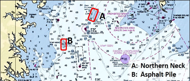 chart of reef in chesapeake