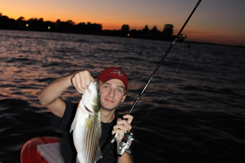 fishing at dusk