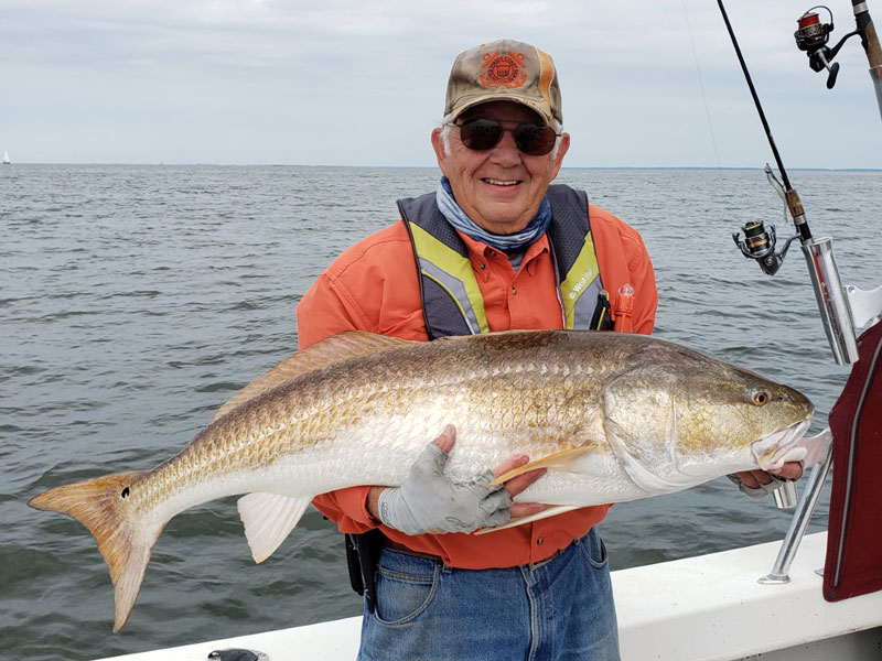 big red drum caught on boat