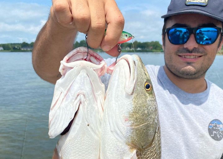 two redfish on one lure