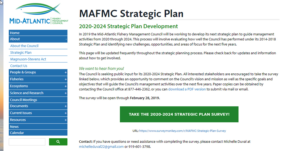 mafmc survey for fisheries management