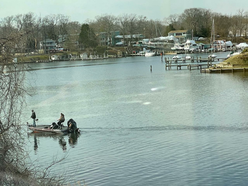 fishing from a boat