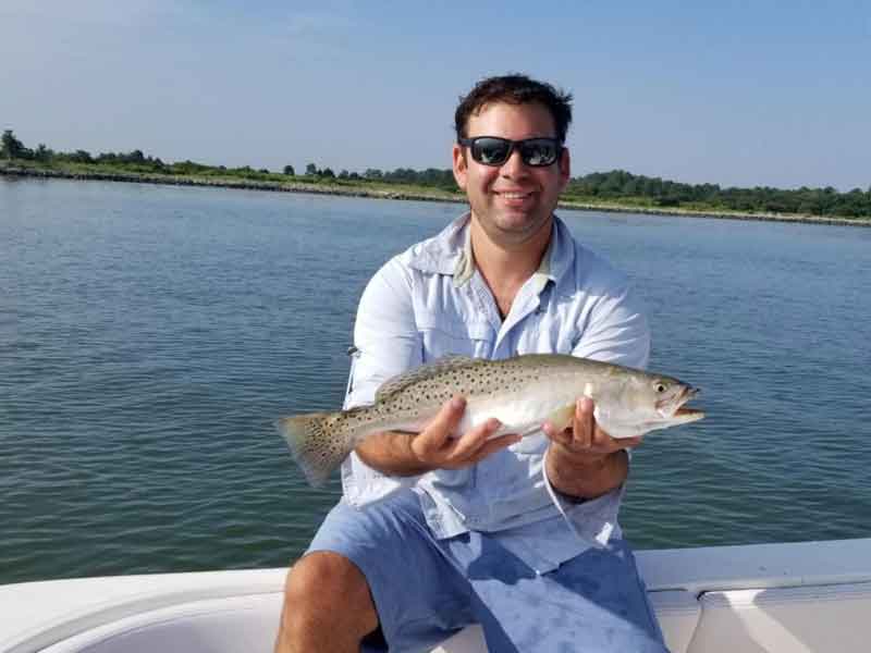 angler caught this speckled sea trout in the choptank