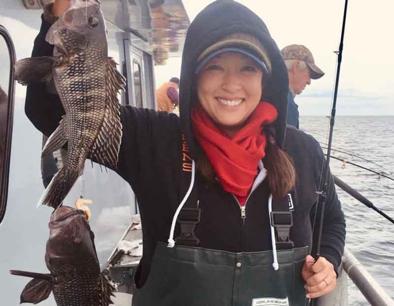 an angler sea bass fishing