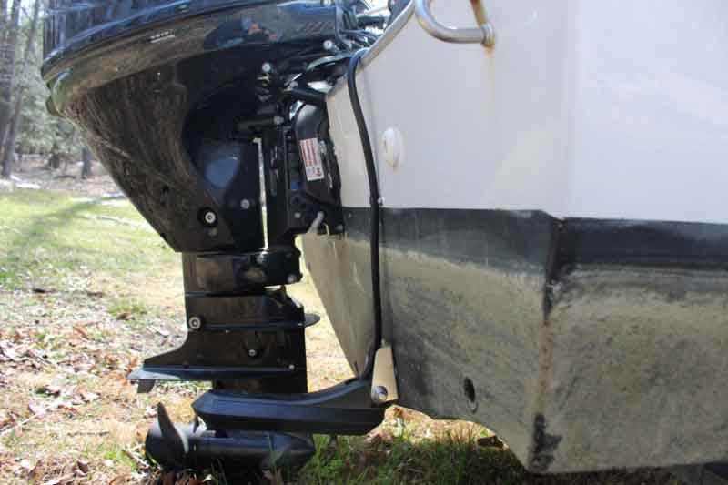 outboard engine tilted down for winterization