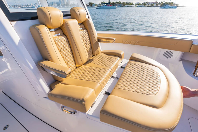 lounger on the phenom 34 fishing boat
