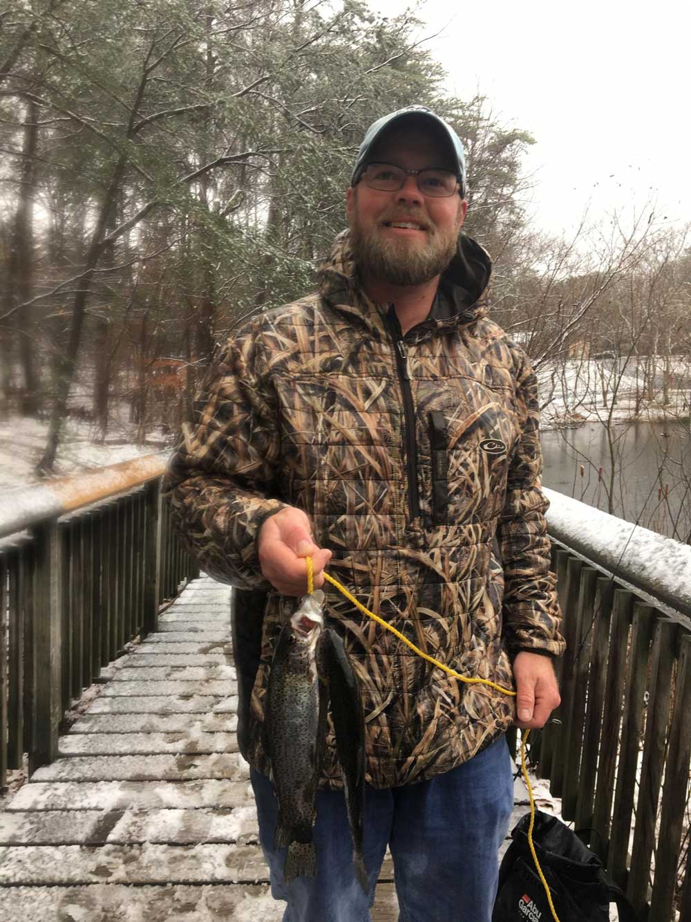 trout fishing in the snow