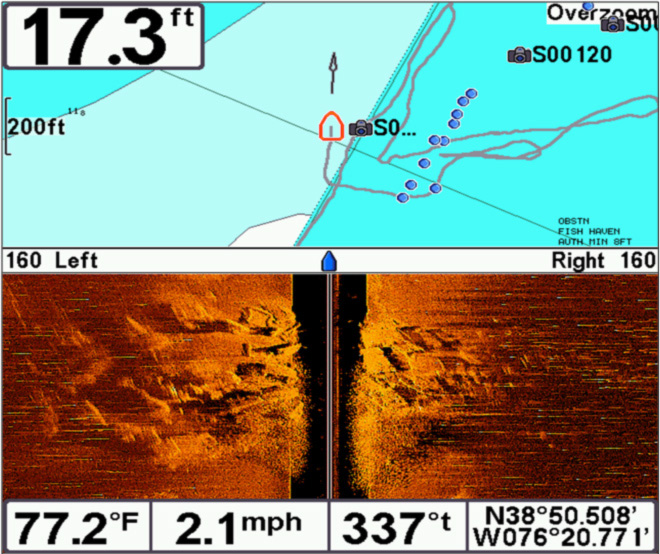 side scan sonar fishing reef