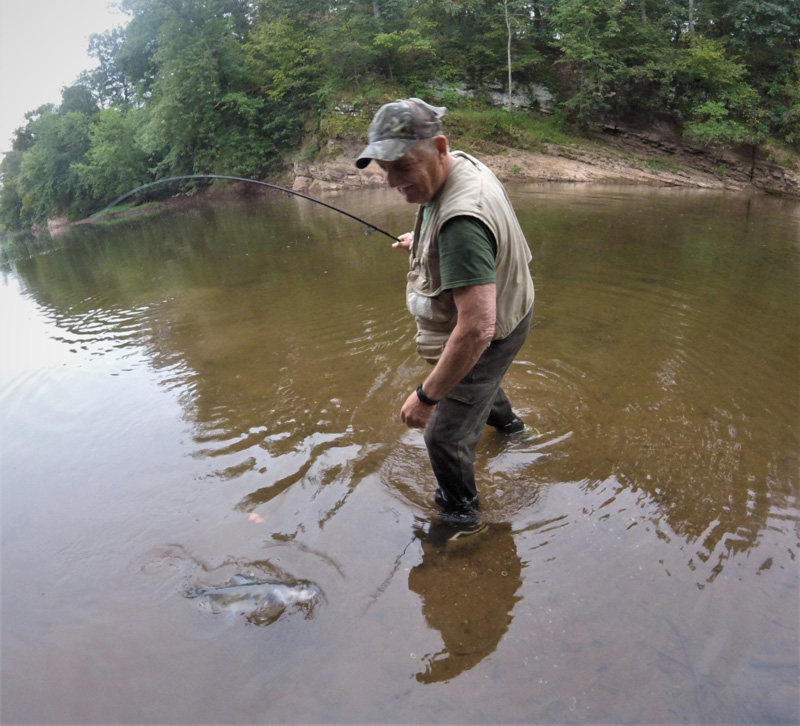 catching a catfish in the river