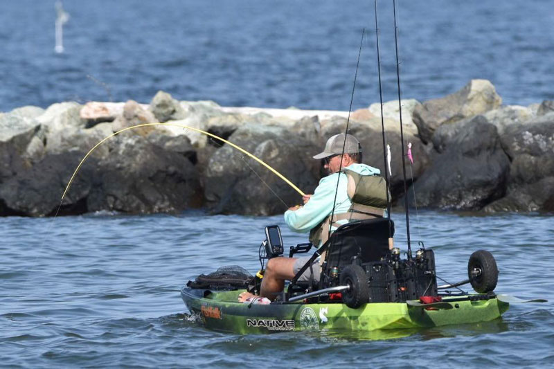 fishing froma  kayak in saltwater