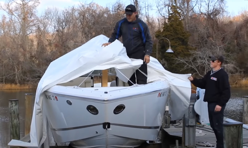 shrink wrapping a boat for winter