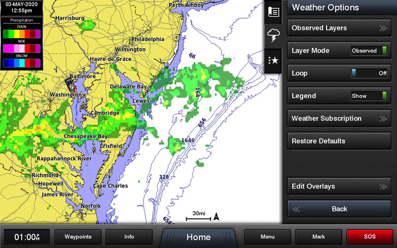 weather map for the ocean