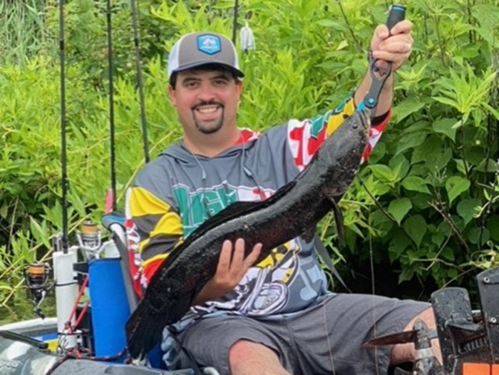 snakehead caught from a kayak