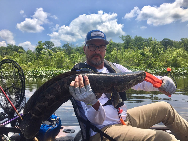 snakehead fishing on a kayak