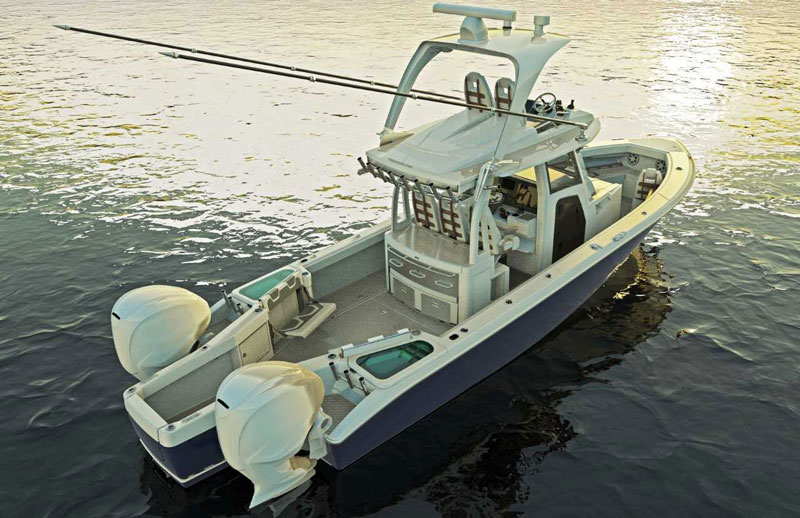 illustration of solace 345 center console fishing boat