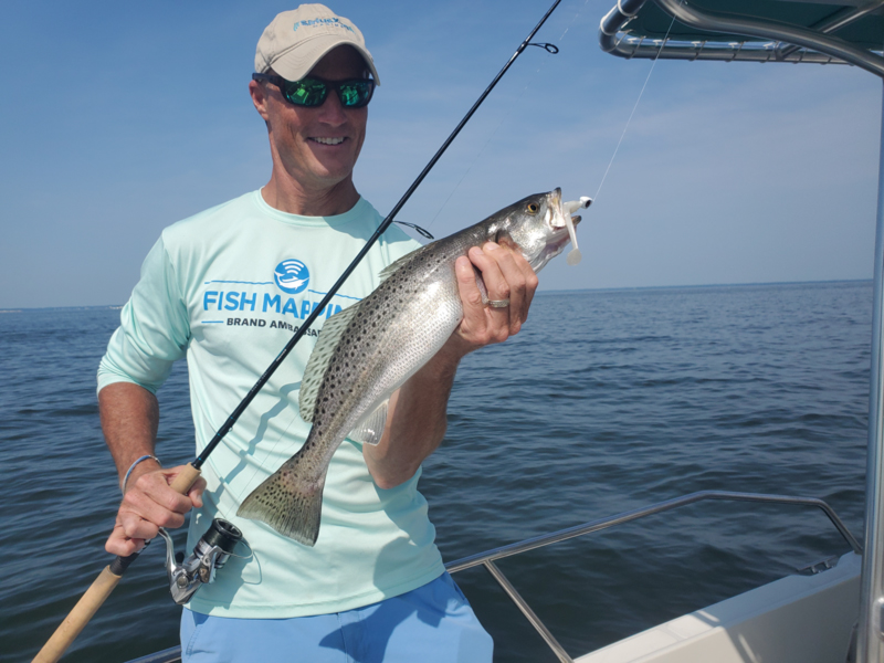 speckled sea trout caught on rocks