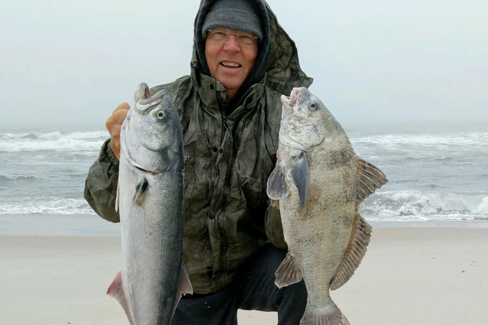 bluefish and drum while surf fishing