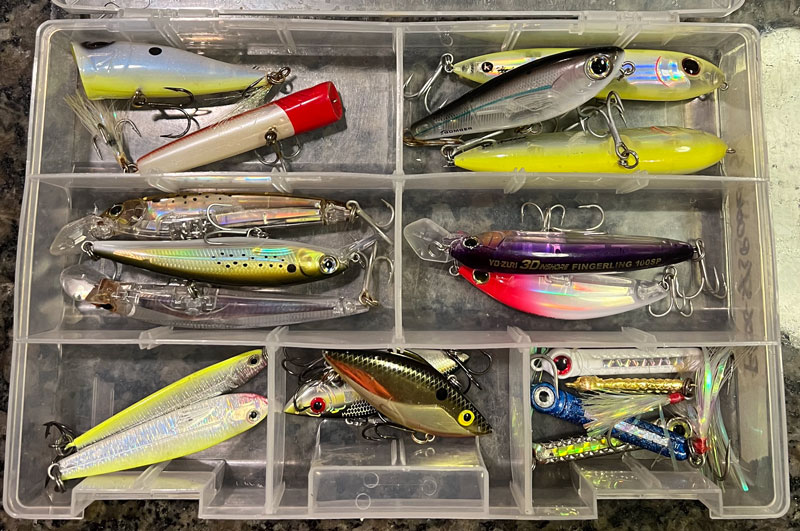 fishing tackle box full of lures