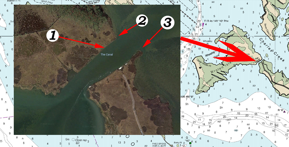 fishing chart for the cut in tangier sound honga river