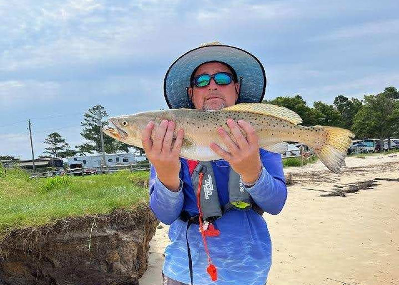 kayak angler caught a big speckled sea trout