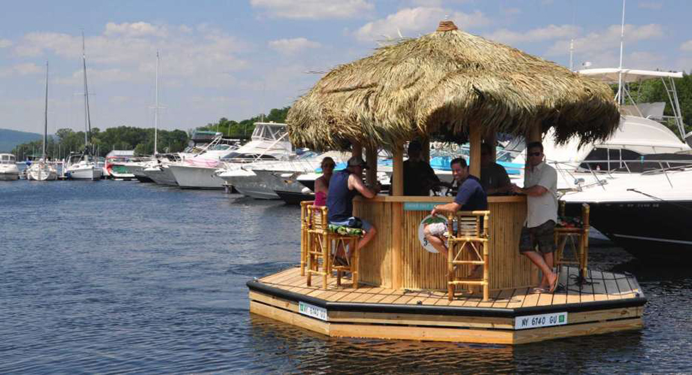 this boat is a tiki bar